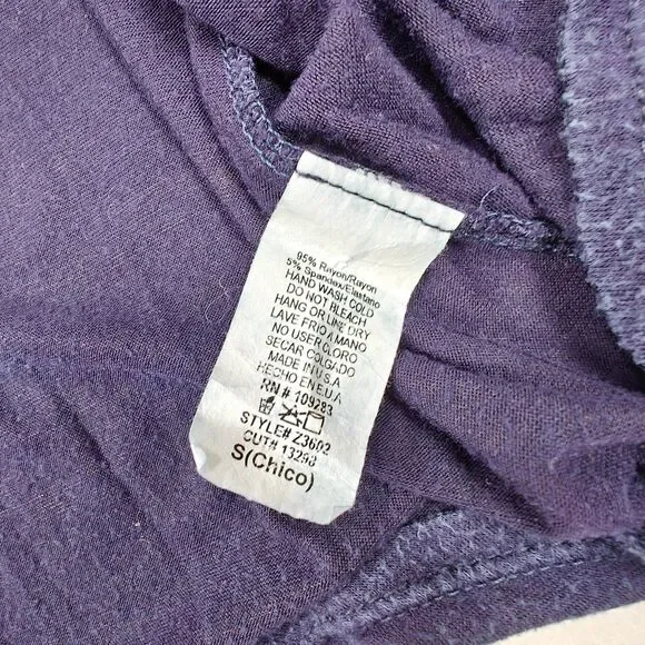 Vintage Havana Distressed Silver Trim Cold Shoulder Tunic Top Size S Y2K Flowy - Picture 8 of 9